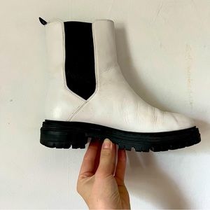 Cole Haan white leather chelsea boots